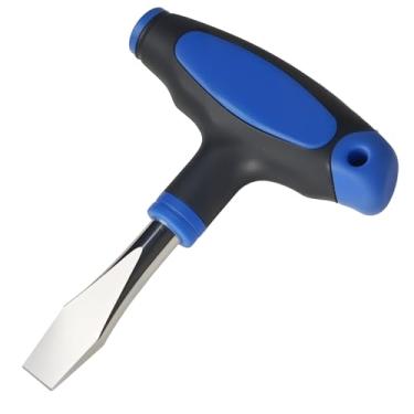 Imagem de MCSDFN Chave de fenda de cabeça chata com cabo em T de 10 mm com alça ergonômica e chave de fenda curta para parafusos com fenda, usada em câmera de placa de liberação rápida e monopé de tripé