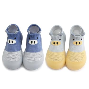 Imagem de HOVELL Meias antiderrapantes para bebês, meninas, meninos, primeira caminhada, 2 pares, Conjunto 6, 2-3 anos