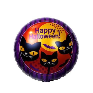 Imagem de Balão Metalizado Happy Halloween Gatinho 45cm Festa Enfeite - Crgfesta