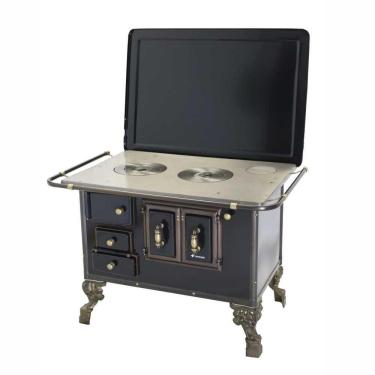 Imagem de Fogão a Lenha N° 03 Barroco Preto com Tampa Saída Direita 3BDTPR - Venâncio