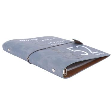 Imagem de Aramox Livro de Desafios de 52 Semanas, Planejador de Orçamento Com Envelopes de Caixa para Famílias, Caderno de Economia de Dinheiro Eficiente Feito de Filme de Pp de Couro (Cinza)