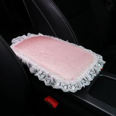 Imagem de MINGZAIQIPEI Capa de apoio de braço de renda para console central automotivo almofada de console macia para carro, almofada de apoio de braço central para a maioria dos protetores de decoração de