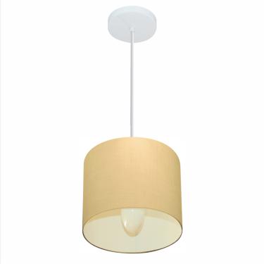 Imagem de Lustre Pendente Cilíndrico Vivare Md-4046 Cúpula em Tecido 18x18cm - Bivolt