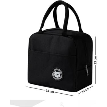 Imagem de Bolsa Térmica de Mão Pequena Portátil Para Marmita Com Alça Reforçada(Preto)