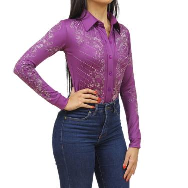 Imagem de Body Feminino Bordado com Strass Roxo Country City 36880
