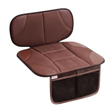 Imagem de Siivton Protetor de assento de carro para crianças, design antiderrapante, enchimento grosso, evita marcas de assento, 2 bolsos de armazenamento para brinquedos e lanches, serve na maioria dos carros