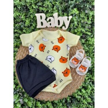 Imagem de Conjunto Sandalia Com Body E Short Bebe Menino Mêsversario Estampado V