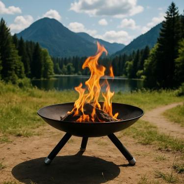 Imagem de lareira externa Lareira Externa A Lenha Portátil Em Aço Rústica (35cm)