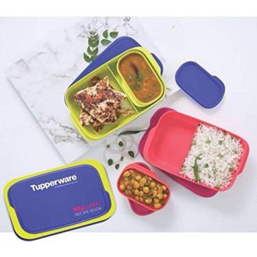 Imagem de Tupperware Lancheira de plástico, 25,4 cm, multicolorido (conjunto de 2) - Caixa Tiffin de tamanho médio de 500 ml