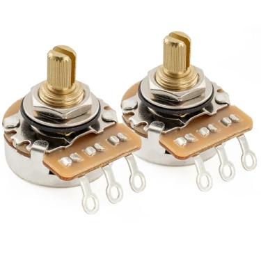 Imagem de Musiclily Potenciômetros Pro HD A1M de latão com eixo dividido curto de 1/10.2 cm para baixo de guitarra elétrica estilo Jazzmaster (conjunto de 2)