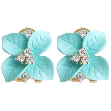 Imagem de Navachi Brincos banhados a ouro 18 k com folhas esmaltadas coloridas e omegas nas costas, Zinco Zircônia cúbica, Zircônia cúbica