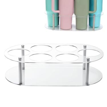 Imagem de AUNMAS Rack de Armazenamento de Garrafas de água, Suporte para Organizador de Xícara Pensativo para Xícaras de Xícaras Térmicas Rack de Vinho (Claro)