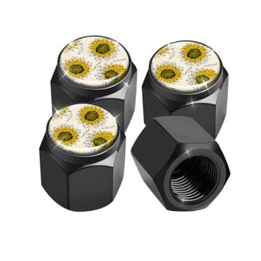 Imagem de Pacote com 4 tampas de haste de válvula de pneu, tampas de haste de roda de carro, tampas de válvula de ar de alumínio, ajuste universal para carros, SUVs, caminhões, bicicletas e motocicletas (pontos