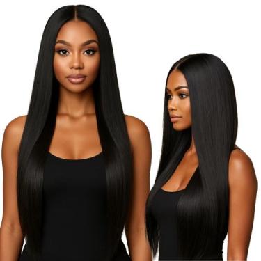 Imagem de Peruca Lace Normal Lisa Fibra Futura Natural 70cm Preta - Maya Hair