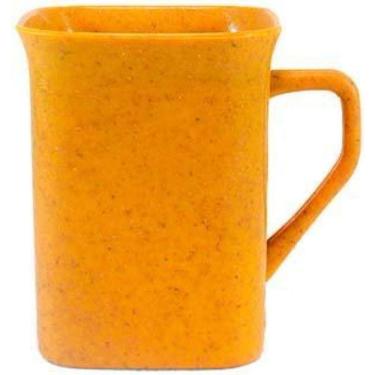 Imagem de Kit 4 Canecas Quadrada Fibra Madeira Amarelo 250Ml