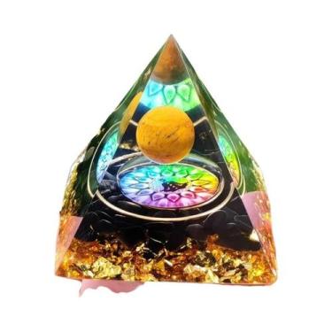 Imagem de Pirâmide De Orgônio De Ametista E Peridoto, Cristal De Cura Com Energi