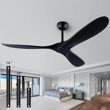 Imagem de Ventiladores de teto de 152 cm com controle remoto, sem luzes, motor DC reversível moderno para ambientes internos e externos, ventilador de teto de 3 lâminas para pátio, sala de estar, quarto e
