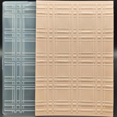 Imagem de Pasta de gravação de plástico tamanho A6 padrão de grades de papel artesanato plástico texturizadas impressões para fazer cartões scrapbooking