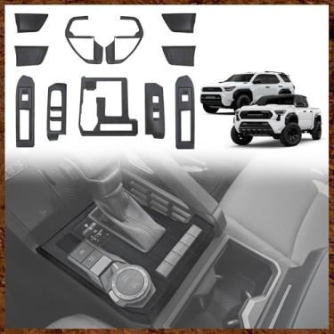 Imagem de Muslogy Kit De Acabamento Interno Com 11 Peças, Compatível Tacoma 2024, 2025 E 4Runner 2025, Volante, Console Central, Interruptor Janela, Capa Interna Da Porta (Não 2 Portas) (Madeira Preta)