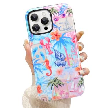 Imagem de KANGHAR Capa compatível com iPhone 13 Pro, compatível com Magsafe, colagem de verão, mar, praia, resistente a arranhões, híbrida, 2 camadas, capa protetora rígida para celular para meninas, mulheres