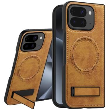 Imagem de Fofvccv Capa magnética dobrável para Google Pixel 10 Pro, couro sintético compatível com Magsafe, capa protetora fina à prova de choque para Pixel 10 Pro Fold JD marrom