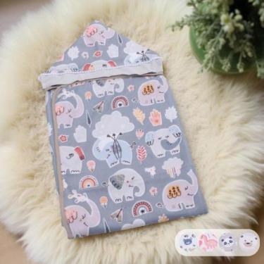 Imagem de Toalha De Banho Para Bebe Estampada Com Capuz Menino Menina - Maria's 