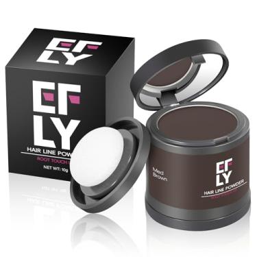 Imagem de Pó de retoque de raiz para cabelo - Oculta instantaneamente a queda e o desbaste do cabelo, pó de cobertura de cabelo grisalho, topos em pó e fibras para homens e mulheres (marrom médio, 10 g)