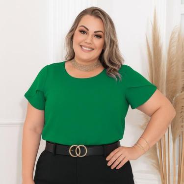 Imagem de Blusa Plus Size Social Feminina Manga Curta Tulipa Duna G1 G2 G3 - MAD