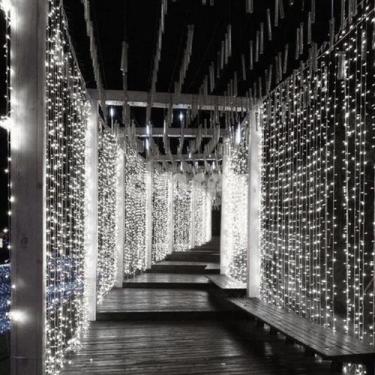 Imagem de Cortina 500 LEDs Branco 3x2 Pisca 8 Funções Decoração Natal Festas 220