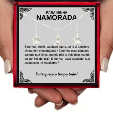 Imagem de Presente Aniversário Namorada Colar Conjunto Estrela Prata 925 + Brinc