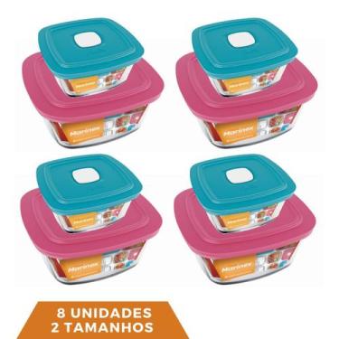Imagem de 8 Potes de Vidro Com Tampa 2 Tamanhos Facilita Vap Marinex