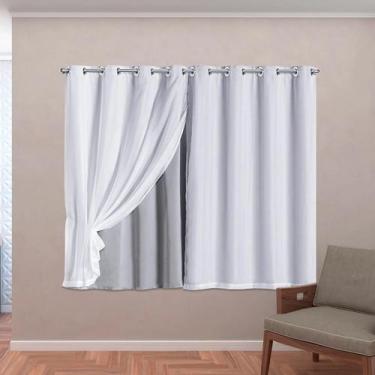 Imagem de Cortina com Forro Tecido Blackout Corta Luz e Voil 5,40x2,70 - Angel D