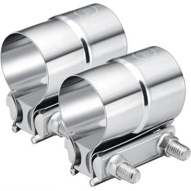 Imagem de EVIL ENERGY Braçadeira de escape de 5 cm, braçadeira de junta de volta de aço inoxidável para tubos, silenciadores, conversores catalíticos (2 peças, 5 cm)