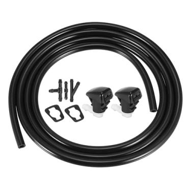 Imagem de Boxonly Kit de bicos de lavagem de para-brisa dianteiro compatível com Dodge Durango 2011–2021 – Inclui juntas e mangueira de lavadora de 2 metros – Pacote com 6 peças de reposição de jato de spray de