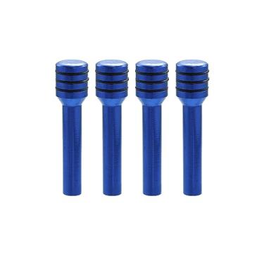 Imagem de X AUTOHAUX 4 peças maçanetas de fechadura de porta de carro maçaneta de fechadura interna de liga de alumínio pinos de trava de porta universal para carro azul