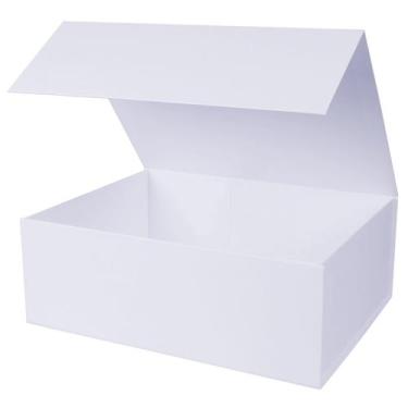 Imagem de Caixa de presente Aimyoo branca dobrável com fecho magnético 35x23x11c