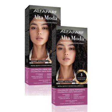 Imagem de Kit 2 Tintura Creme Altamoda Alfaparf Caffe 3 Kit - Alta Moda