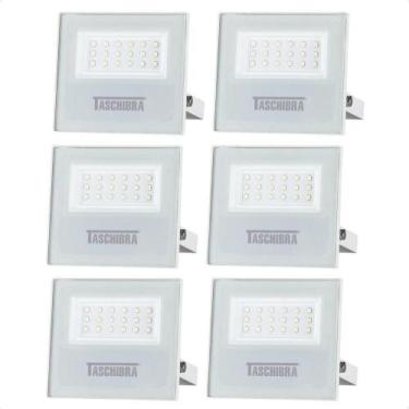 Imagem de Kit 6 Refletor Holofote Taschibra Led Tr Slim 20w Verde Prova Da água 