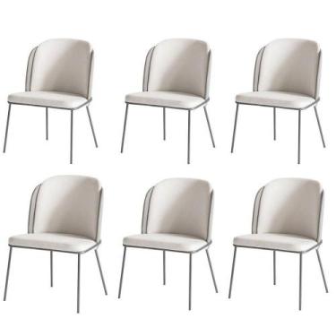 Imagem de Kit 6 Cadeiras Tay Para Sala De Jantar Ou Espaço Gourmet-tecido-costas