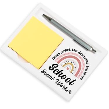 Imagem de Presentes de assistente social escolar, presentes de agradecimento para escola, assistente social, semana, formatura, aniversário, Natal, escritório, mesa, porta-notas autoadesivas, S2B7