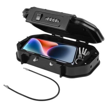 Imagem de Cofre de segurança portátil, cofre portátil à prova d'água IPX6 com combinação de 4 dígitos e cabo de aço removível, caixa de segurança pequena para viagens de praia, academia, hotel