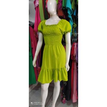 Imagem de Vestido de manguinha cor verde neon ,canelado -Tamanho G - Alta modas 