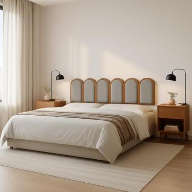 Imagem de Cabeceira Estofada 49x24 Linho Cinza – Estrutura em MDF e Acabamento de Luxo