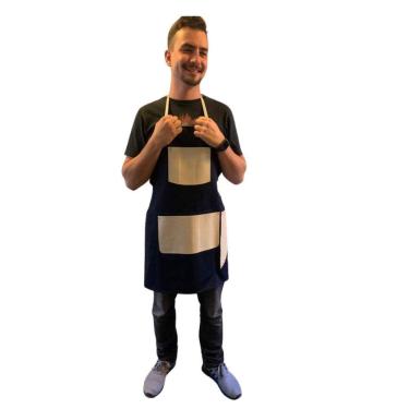 Imagem de Avental Especial Em Jeans Azul E Couro Creme - Brasil