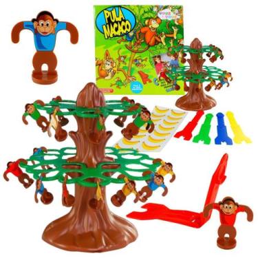Imagem de Brinquedo Pula Macaco Infantil Árvore Adesivos Catapultas Macaquinhos 