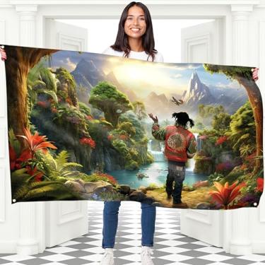 Imagem de Bandeira Rapper Chief In The Garden Of Eden - Bandeira grande engraçada - Poliéster 110D - Costura dupla - 4 ilhós de latão, grande 90 x 150 cm (5 x 3 pés)