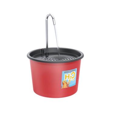 Imagem de Bebedouro Fonte de Água para Pets 1,5L - Sistema Oxigenação com Torneira - Bomba Silenciosa Bivolt - Prevenção Renal e Urinária - Plug and Play (Vermelho)