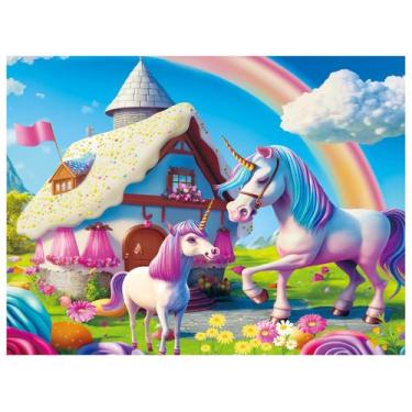 Imagem de Quebra-cabeça Fishwisdom 100 peças Pink Unicorns Kids 4-8
