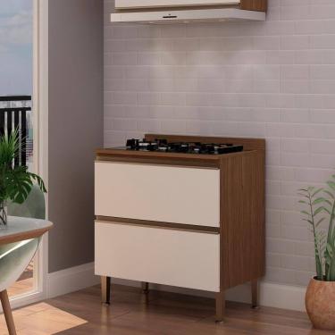 Imagem de Balcão de Cozinha Genialflex Conecta 2 Gavetões Ébano Branco