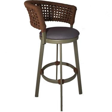 Imagem de Banqueta Somália Em Alumínio E Corda Náutica Jardim, Varanda Marrom